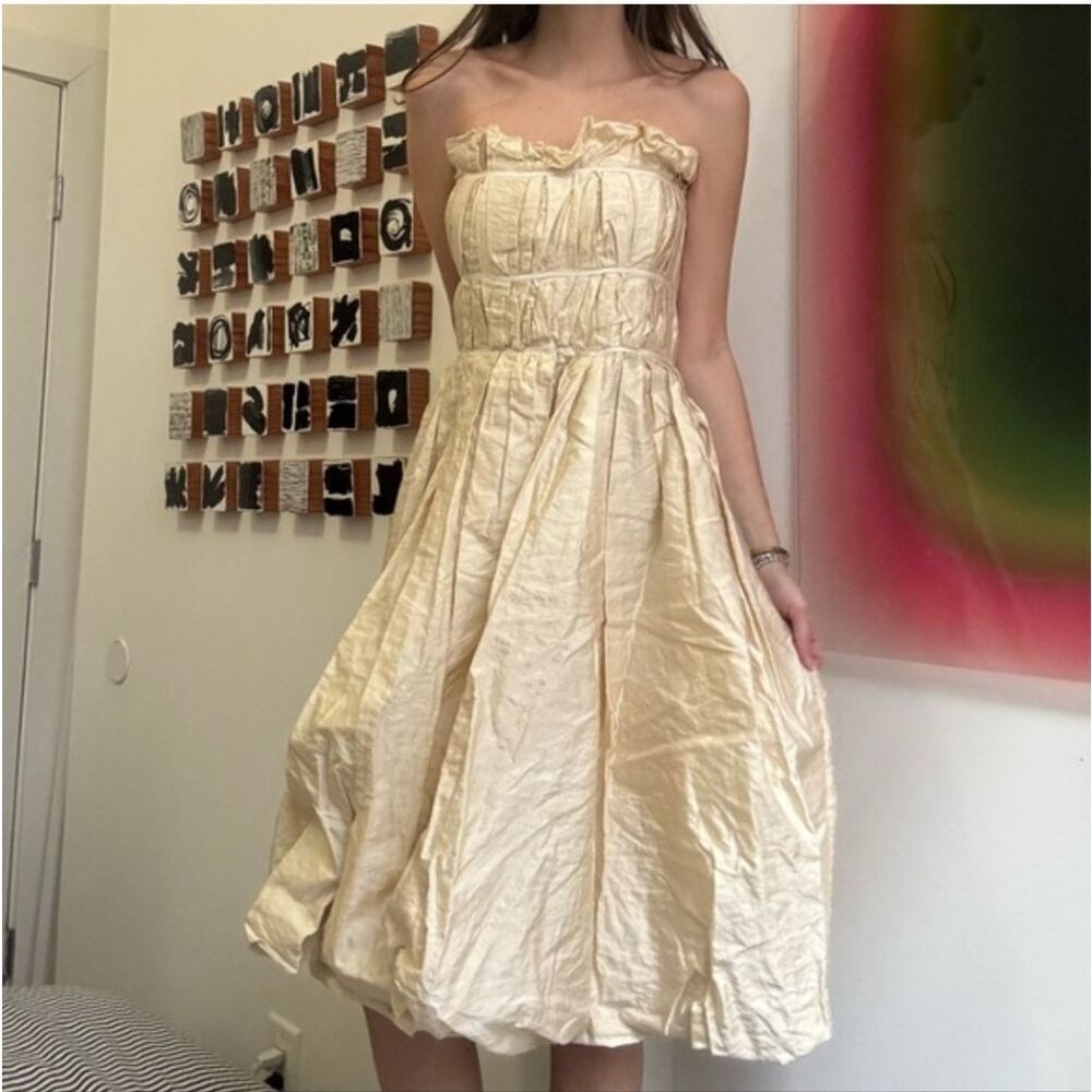Brock Collection Strapless Gathered Dress Size 4